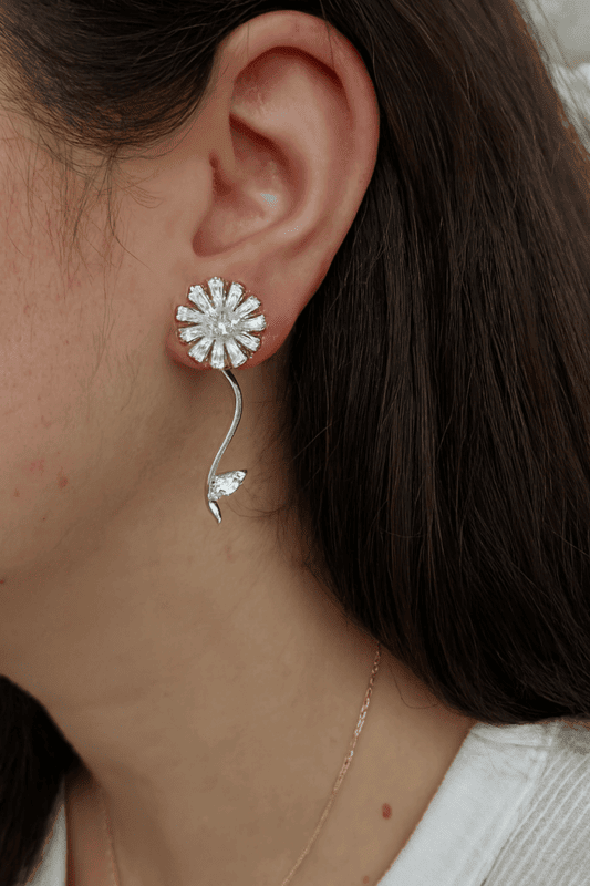 Floral Spark Silver Studs - Image 2