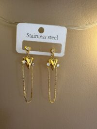 Leenzara Golden Heart Drop Earring