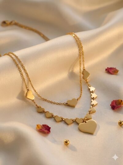 Golden heart layered neckpiece - Image 2