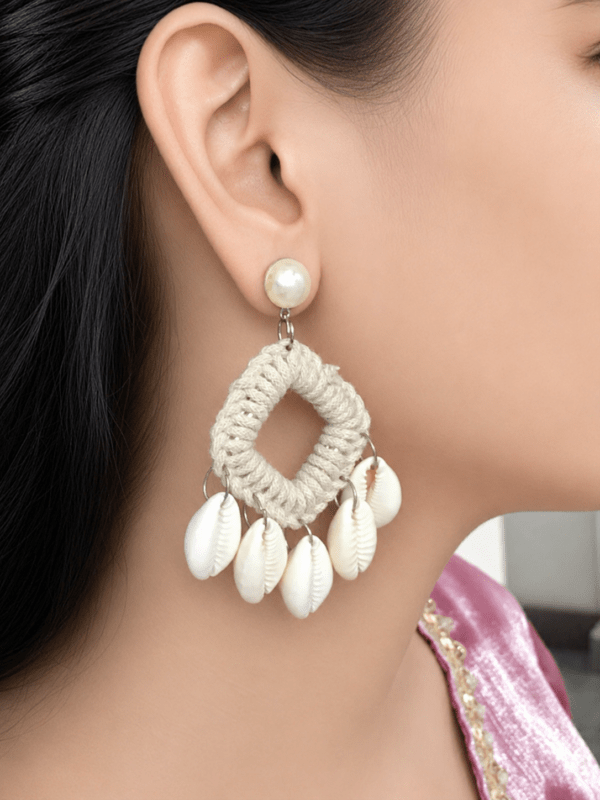 Boho  Shell Hoop Earrings - Image 2