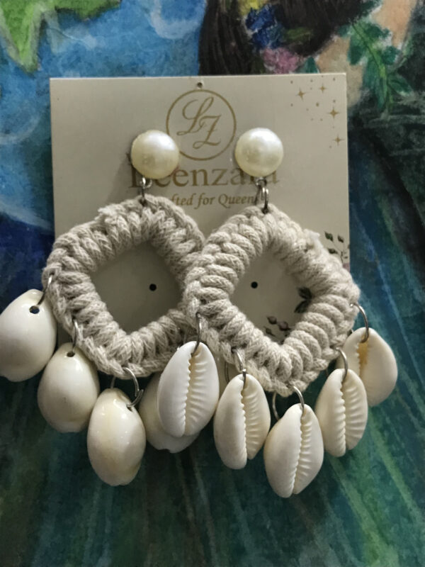 Boho  Shell Hoop Earrings - Image 4