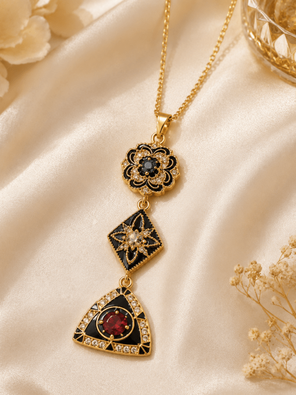Golden 3 tier Multi Necklace - Image 2