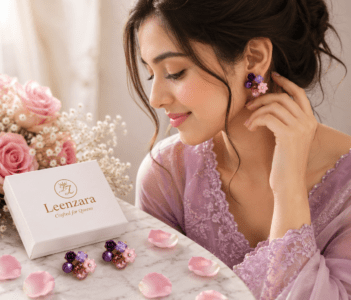 Korean Lavender Flower Stud - Image 2