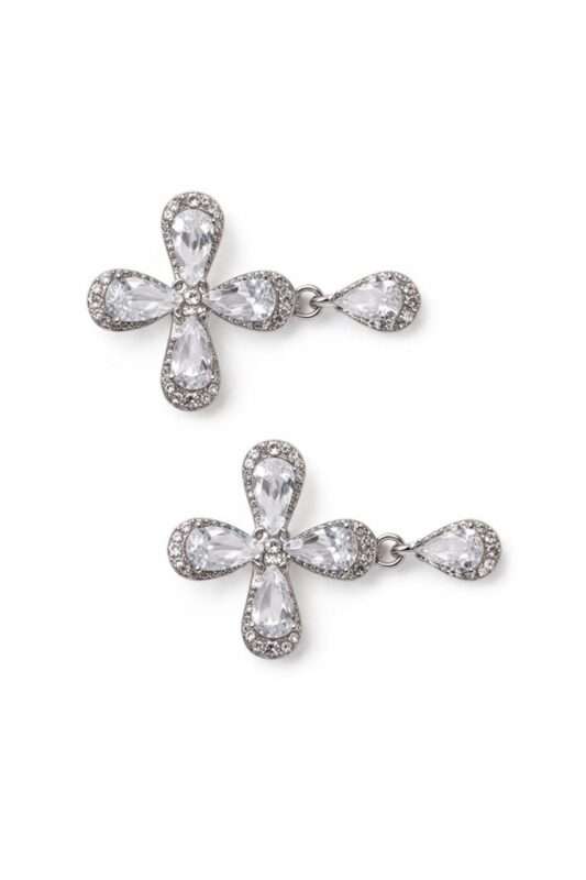 Crystal Cross Drop Earrings - Image 3