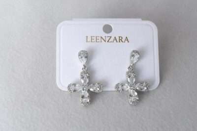 Crystal Cross Drop Earrings