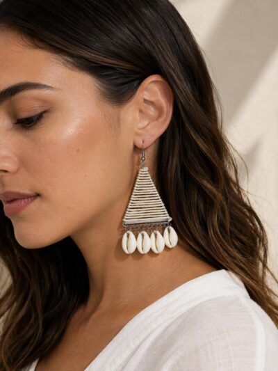 Boho Shell Triangle Earrings - Image 2
