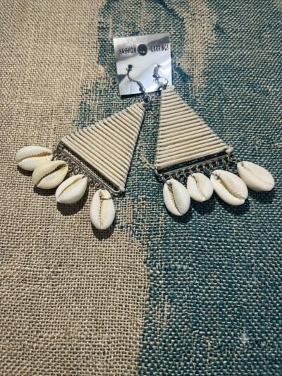 Boho Shell Triangle Earrings - Image 3