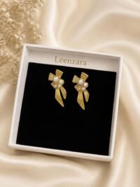 Vintage Pearl Bow Stud Earrings