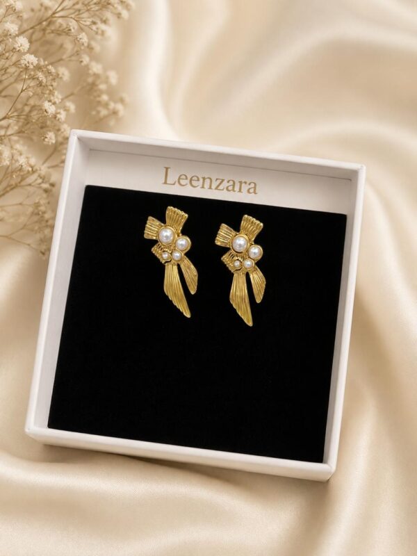 Vintage Pearl Bow Stud Earrings