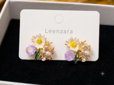 Korean Pearl Sun Flower Bloom Studs