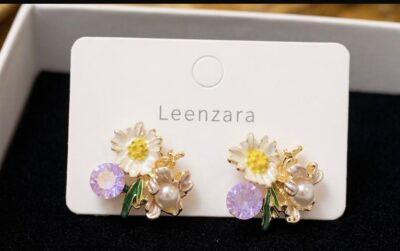 Korean Pearl Sun Flower Bloom Studs - Image 5