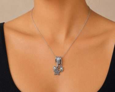 Leenzara Embellished Charm Silver Necklace - Image 2