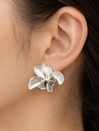 Silver Bow Studs Earrings - Image 2