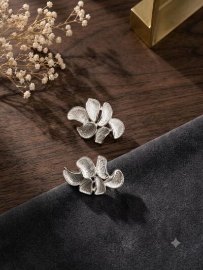 Silver Bow Studs Earrings - Image 3