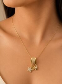 Embellished Charm Gold Necklace - Image 2
