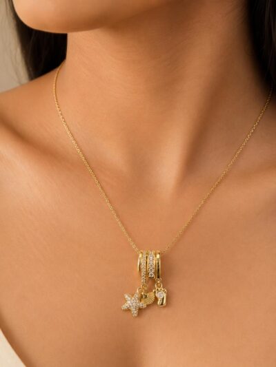 Leenzara Embellished Charm Gold Necklace - Image 2
