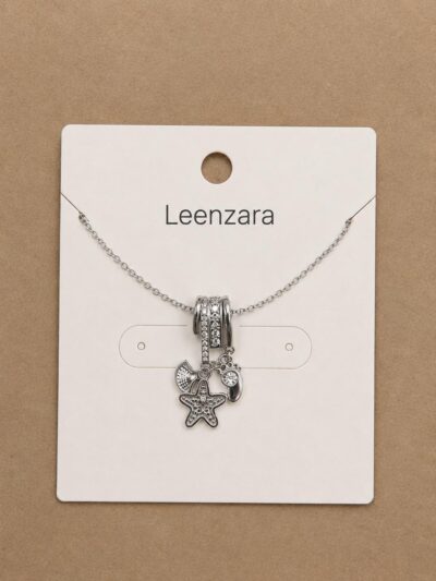Leenzara Embellished Charm Silver Necklace
