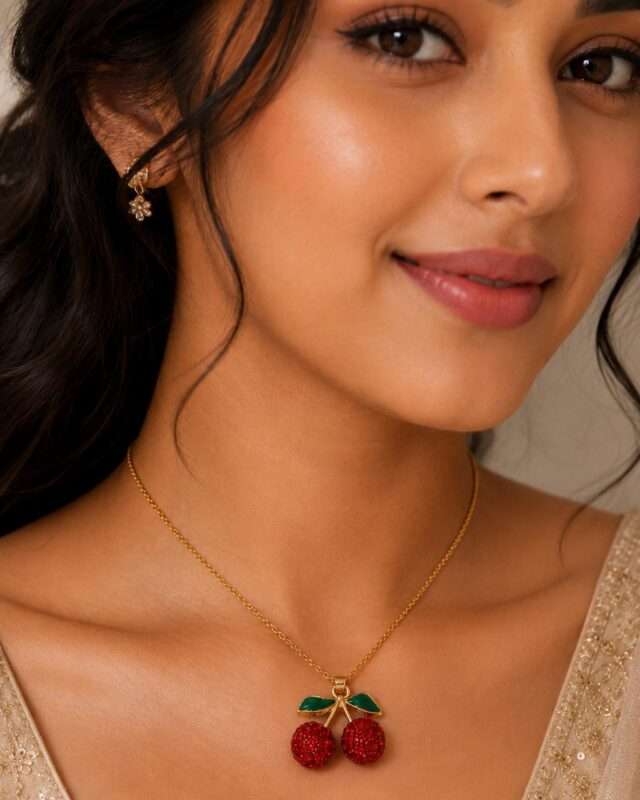 Cherry Charm Necklace for Women - Image 3