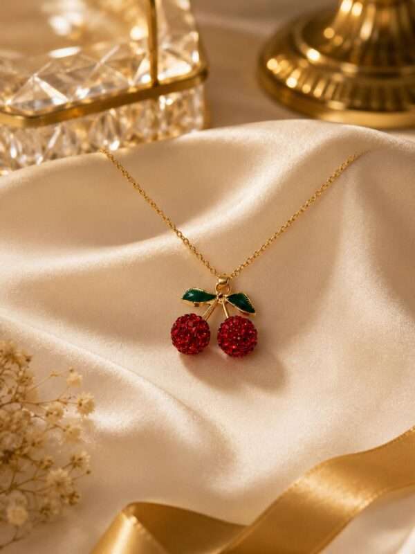 Cherry Charm Necklace for Women - Image 2