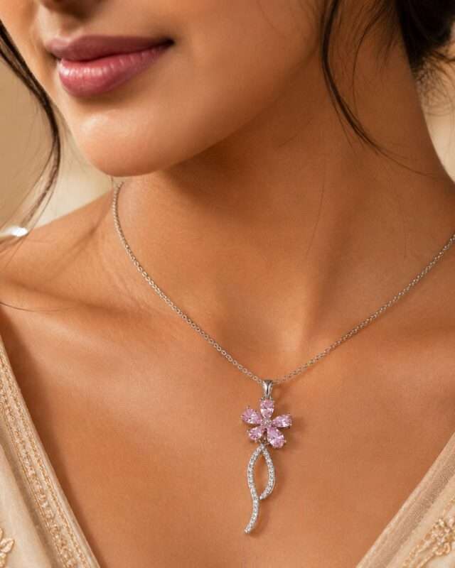 Pink Blossom Grace Necklace for Women - Image 2