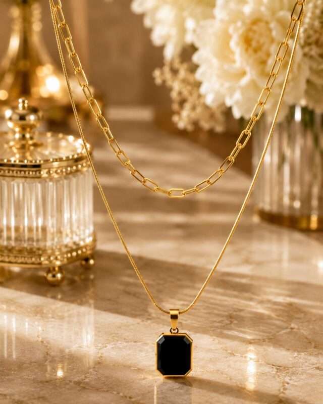 Midnight Golden Layered Necklace - Image 3