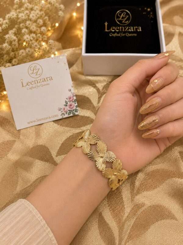 Gold-Plated Floral Statement Bracelet for Women