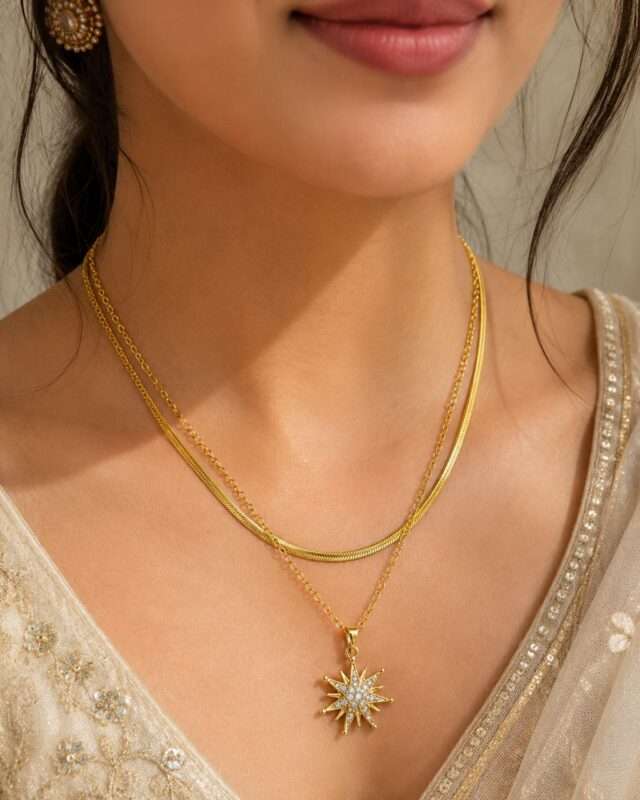 Layered Gold Star Necklace - Image 2