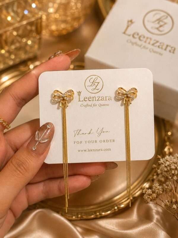Golden Bow Tassel Earrings