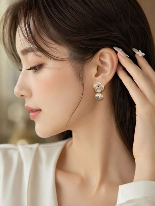 Pearl Bloom Drops Earrings - Image 2