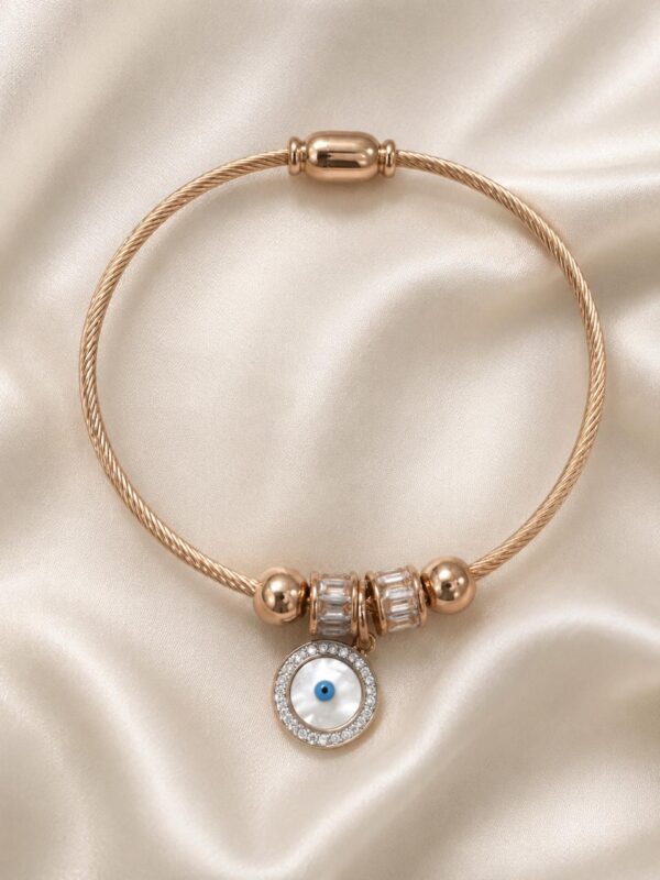 Rose Evil Eye Charm Bangle