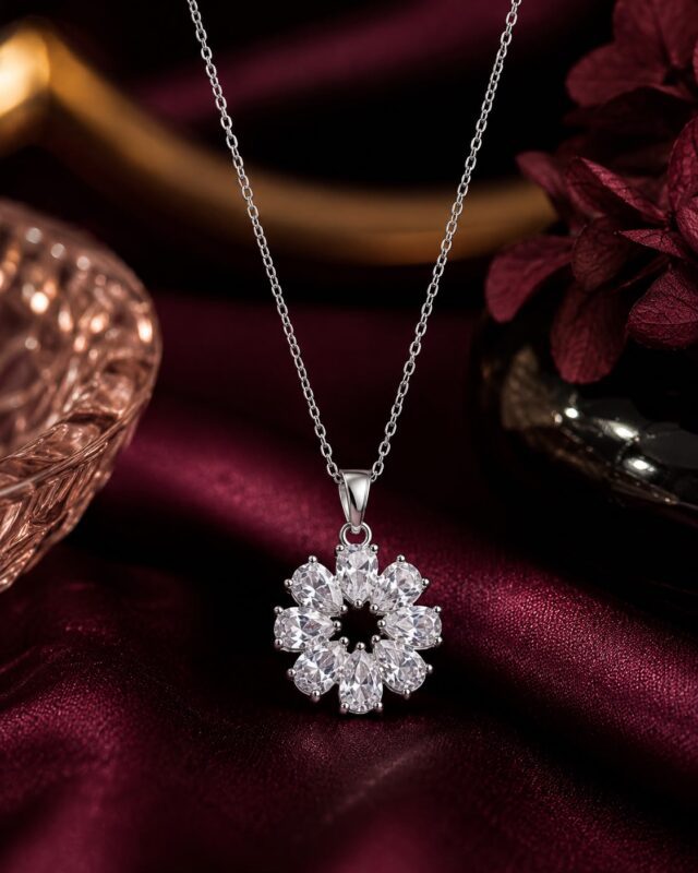 Snowflake Bloom Necklace for Women | Leenzara Jewels - Image 3