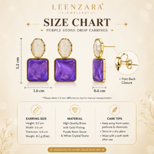 Purple & Pearl Geometric Drop Earrings for women - Image 3