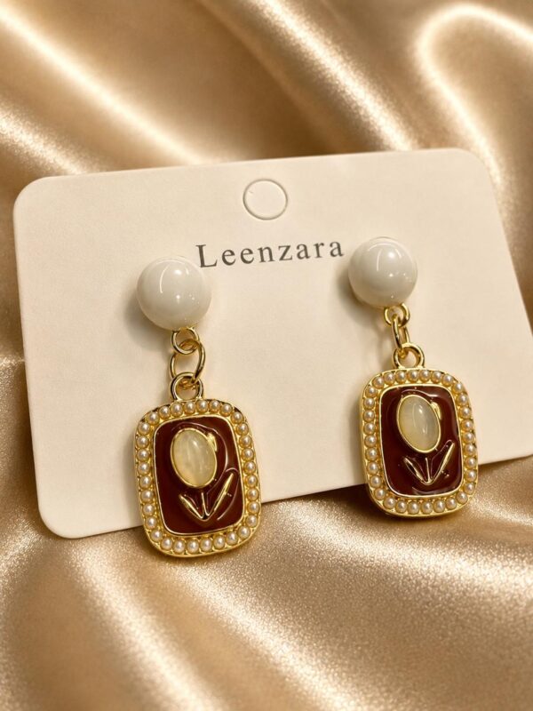 Pearl Bloom Maroon Drop Earrings
