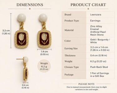 Pearl Bloom Maroon Drop Earrings - Image 3
