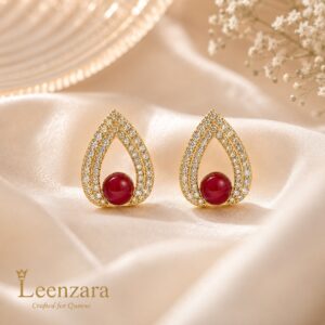 Leenzara Ruby Crystal Earrings - Image 2