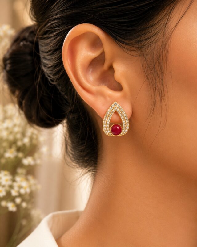Leenzara Ruby Crystal Earrings - Image 3