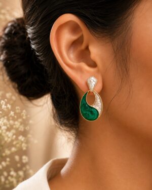 Green Grace Teardrop Earrings - Image 2