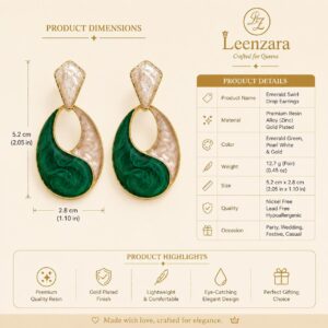 Green Grace Teardrop Earrings - Image 4
