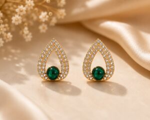 Leenzara Green Crystal Earrings