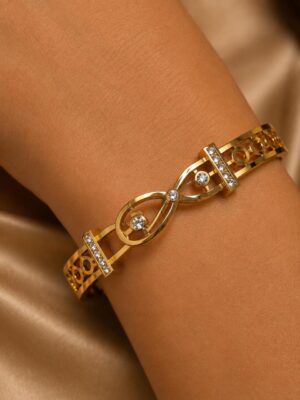 Leenzara Golden Crystal Infinity Bracelet - Image 2