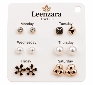 Leenzara Jewels 6-Pair Weekly Stud Earring Set