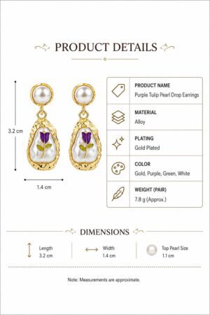 Purple Tulip Drop Earrings | Leenzara Jewels - Image 3