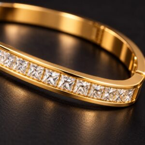 Golden Crystal Tennis Bracelet | Leenzara Jewels - Image 3