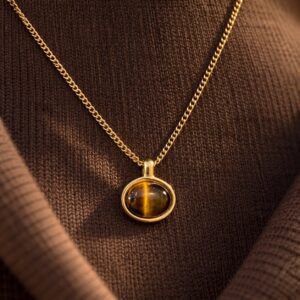 Golden Tiger Eye Pendent for Women | Leenzara Jewels - Image 3