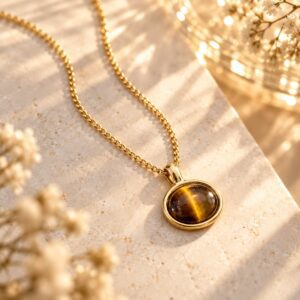 Golden Tiger Eye Pendent for Women | Leenzara Jewels - Image 2