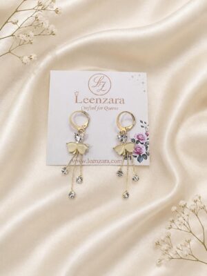 Floral Crystal Dangle Earrings |Buy Artificial Jewellery Online - Image 3