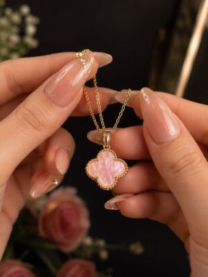 Pink Clover Pendant Necklace | Leenzara Jewels - Image 2
