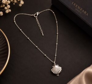 Silver Seashell Pendant Necklace | Leenzara Jewels - Image 2