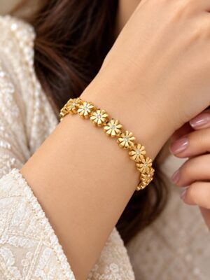 Golden Roman Dial Crystal Bracelet Watch - Image 3